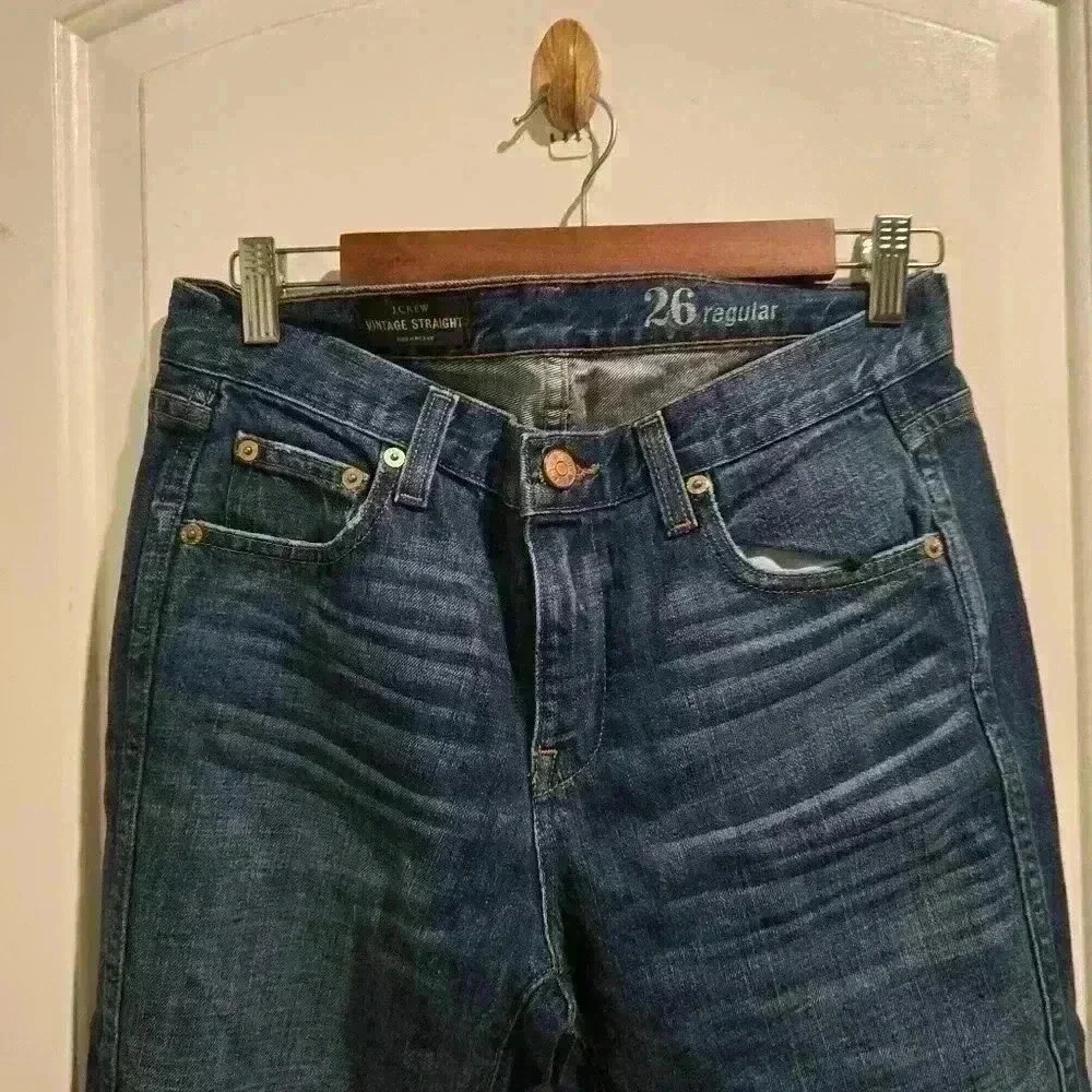 P7458 j.crew vintage straight leg medium wash jeans size 26 regular - Picture 2 of 6